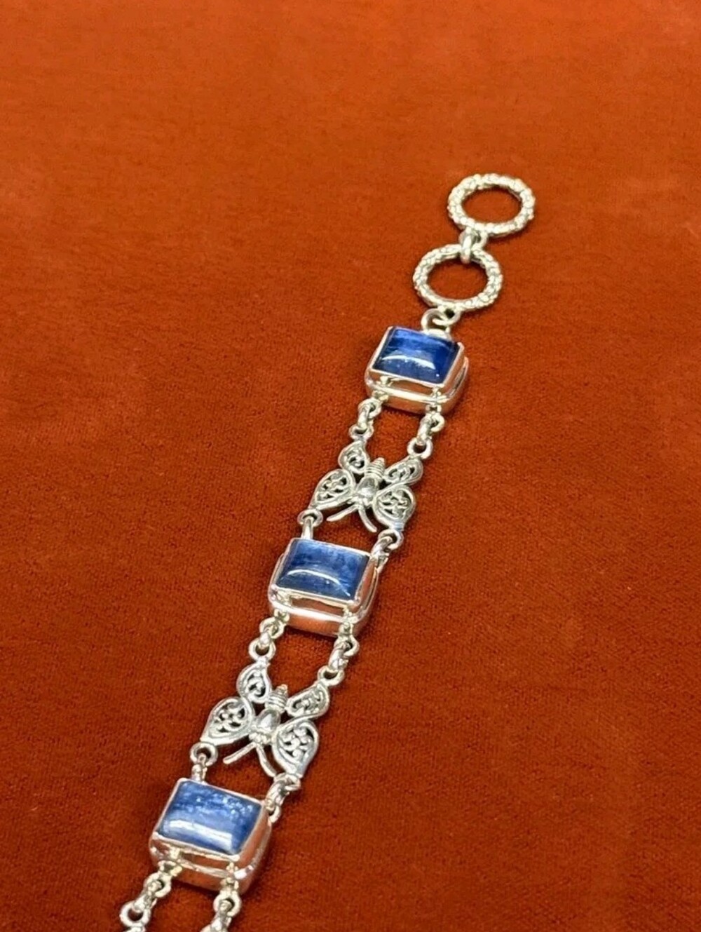 Sterling Silver Bali Legacy 21.75 CTW Himalayan Kyanite Butterfly Bracelet - Picture 4 of 5
